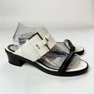 Jason Wu Bicolor White Black Buckled Double Band Heeled Sandals Sz 41 US 10 KC‎